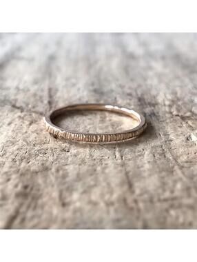 14K Gold Filled Tree Bark Texture Ring. Handmade Minimalist Stacking Ring Band.
